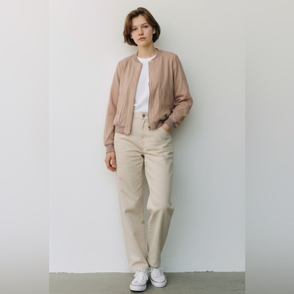 Rhythm Of Grace blush perforated zipper jacket M